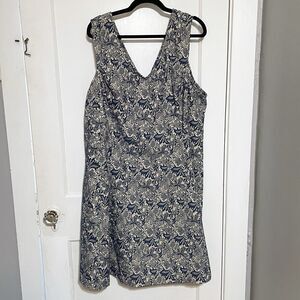 NEW Doe & Rae Plus Size 3X Sleeveless Floral Dress Blue Cream A Line V-neck